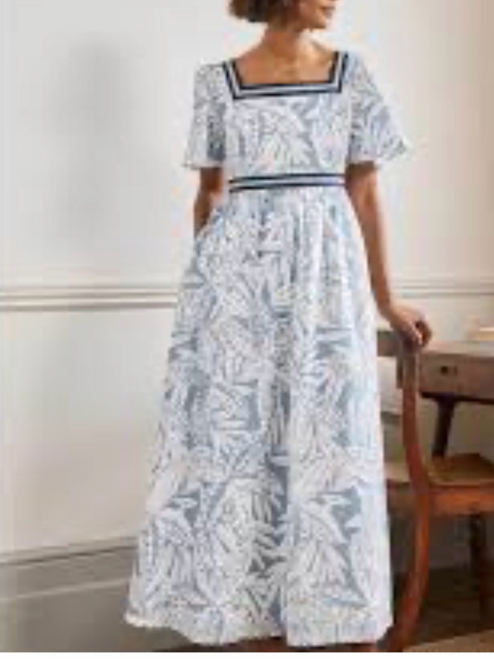 Boden Blue White Stripe Detail Maxi Dress Size 8R